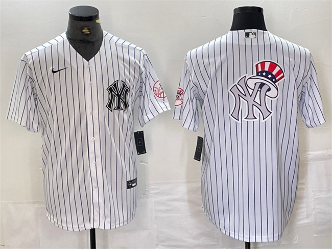 Men's New York Yankees White Team Big Logo Cool Base Stitched Baseball Jersey